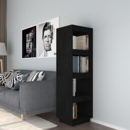 Berkfield Home Book Cabinet/Room Divider Black 40x35x135 cm Solid Pinewood - Size: 40 x 35 x 135 cm - thumbnail 1