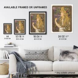 "Artery8 Job Paper Vintage French Advert Art Nouveau Wall Art Print Mucha in Purple - Size: W12"" x H16""" - thumbnail 3