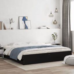 Berkfield Home Bed Frame with Drawers without Mattress Black 180x200 cm Super King - thumbnail 1