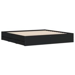Berkfield Home Bed Frame with Drawers without Mattress Black 180x200 cm Super King - thumbnail 4