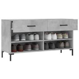 Berkfield Home Shoe Bench Concrete Grey 102x35x55 cm Engineered Wood - Size: 102 x 35 x 55 cm - thumbnail 4