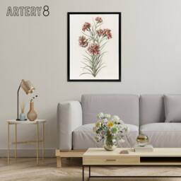 "Artery8 Six Carnations Vintage Illustration Teyler Black Framed Canvas Art in White - Size: W12"" x H16""" - thumbnail 3
