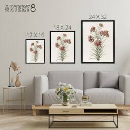 "Artery8 Six Carnations Vintage Illustration Teyler Black Framed Canvas Art in White - Size: W12"" x H16""" - thumbnail 4