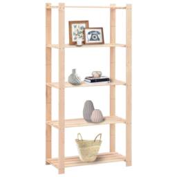 Berkfield Home 5-Tier Storage Racks 2 pcs 80x38x170 cm Solid Pinewood 250 kg in Beige - Size: 80 x 38 x 170 cm - thumbnail 1