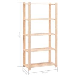 Berkfield Home 5-Tier Storage Racks 2 pcs 80x38x170 cm Solid Pinewood 250 kg in Beige - Size: 80 x 38 x 170 cm - thumbnail 8