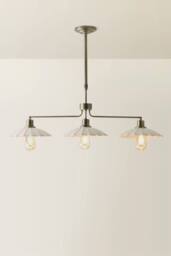 ValueLights Holborn Brushed Gold Cream Scalloped Shade 3 Drop Diner Ceiling Light - thumbnail 3