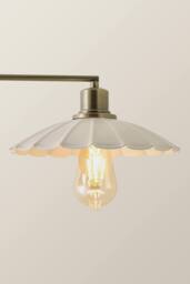 ValueLights Holborn Brushed Gold Cream Scalloped Shade 3 Drop Diner Ceiling Light - thumbnail 4