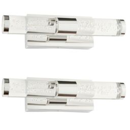 Loops 2 PACK LED Bathroom Twin Wall Light 2x 3W Warm White IP44 Modern Slim Strip Lamp - thumbnail 1