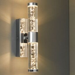 Loops 2 PACK LED Bathroom Twin Wall Light 2x 3W Warm White IP44 Modern Slim Strip Lamp - thumbnail 5