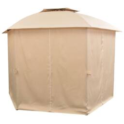 Berkfield Home Garden Marquee Pavilion Tent with Curtains Hexagonal 360x265 cm in Beige - thumbnail 3