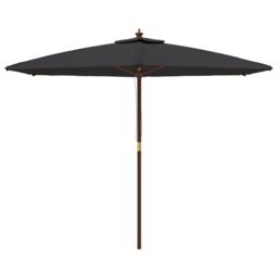 Berkfield Home Garden Parasol with Wooden Pole Black 299x240 cm - thumbnail 3