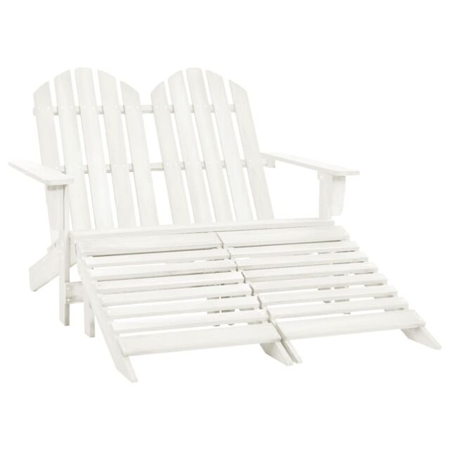 Berkfield Home 2-Seater Garden Adirondack Chair&Ottoman Fir Wood White - image 1