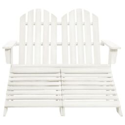 Berkfield Home 2-Seater Garden Adirondack Chair&Ottoman Fir Wood White - thumbnail 2