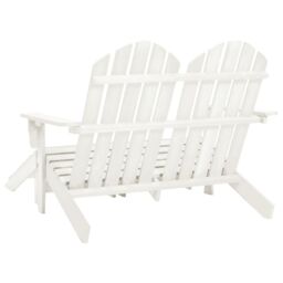 Berkfield Home 2-Seater Garden Adirondack Chair&Ottoman Fir Wood White - thumbnail 4