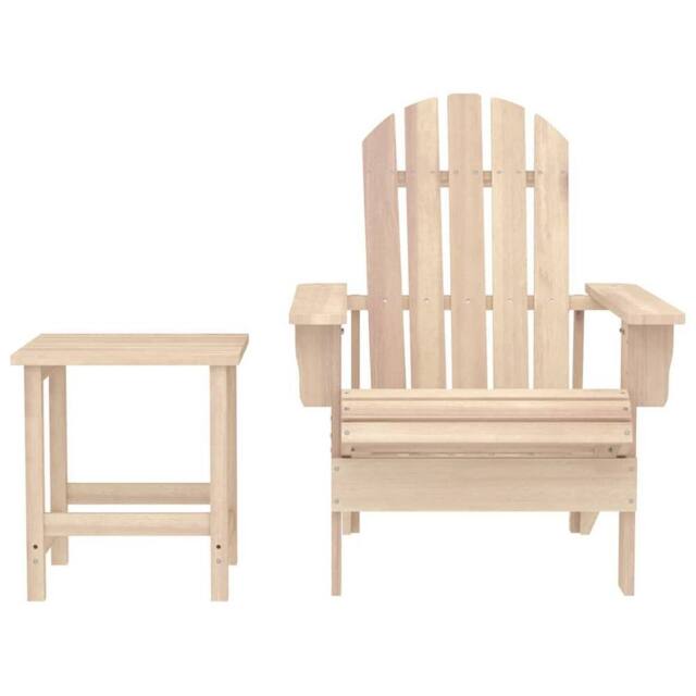 Berkfield Home Garden Adirondack Chair with Table Solid Fir Wood in Beige
