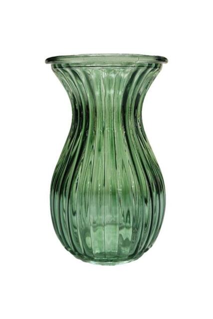 KDMD Green Harper Fluted & Flared Glass Vase 14cm 6 Pack - image 1