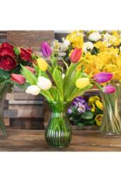 KDMD Green Harper Fluted & Flared Glass Vase 14cm 6 Pack - thumbnail 9