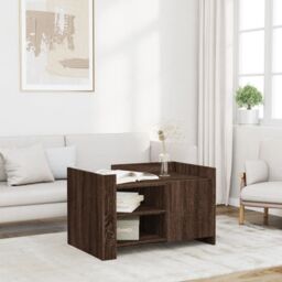 Berkfield Home Coffee Table Brown oak 80x50x50 cm Engineered Wood - Size: 80 x 50 x 50 cm - thumbnail 1