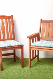 Homescapes Garden Bench Cushion Luxury 3 Seater Cotton Blue Striped Indoor Outdoor Pad - thumbnail 6