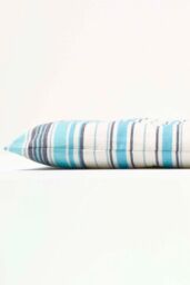 Homescapes Garden Bench Cushion Luxury 3 Seater Cotton Blue Striped Indoor Outdoor Pad - thumbnail 4