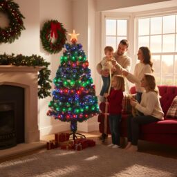 Shatchi 6Ft/180cm Multicolour 8 Modes Fibre Optic Christmas Tree LED Pre-Lit in Green - Size: 6ft - thumbnail 4