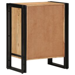 Berkfield Home Shoe Cabinet Black 30x30x40 cm Solid Acacia Wood & Steel in Brown - Size: 30 x 30 x 40 cm - thumbnail 7
