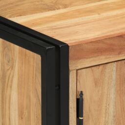 Berkfield Home Shoe Cabinet Black 30x30x40 cm Solid Acacia Wood & Steel in Brown - Size: 30 x 30 x 40 cm - thumbnail 8