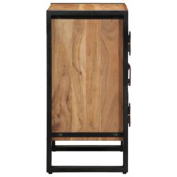 Berkfield Home Shoe Cabinet Black 30x30x40 cm Solid Acacia Wood & Steel in Brown - Size: 30 x 30 x 40 cm - thumbnail 6