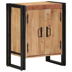 Berkfield Home Shoe Cabinet Black 30x30x40 cm Solid Acacia Wood & Steel in Brown - Size: 30 x 30 x 40 cm - thumbnail 3