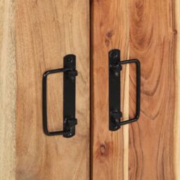 Berkfield Home Shoe Cabinet Black 30x30x40 cm Solid Acacia Wood & Steel in Brown - Size: 30 x 30 x 40 cm - thumbnail 9