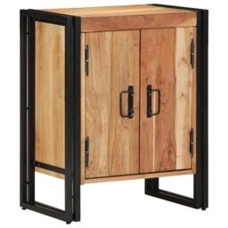 Berkfield Home Shoe Cabinet Black 30x30x40 cm Solid Acacia Wood & Steel in Brown - Size: 30 x 30 x 40 cm - thumbnail 4