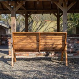 Samuel Alexander Hand Made 3 Seater Chunky Rustic Wooden Garden Bench Assembled in Brown - thumbnail 4