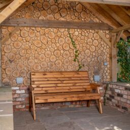 Samuel Alexander Hand Made 3 Seater Chunky Rustic Wooden Garden Bench Assembled in Brown - thumbnail 3