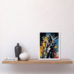 Artery8 Music Band on Stage Playing at Festival Modern Acrylic Painting Artwork Framed Wall Art Print A4 in White - thumbnail 2