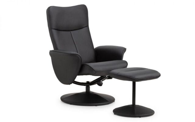 Ashfield Black Leather Recliner & Stool - image 1