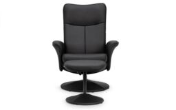 Ashfield Black Leather Recliner & Stool - thumbnail 2