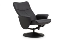 Ashfield Black Leather Recliner & Stool - thumbnail 5