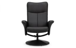 Ashfield Black Leather Recliner & Stool - thumbnail 4