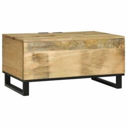 Berkfield Home Modern Coffee Table - 80 x 50 x 40 cm, Solid Mango Wood in Beige - Size: 80 x 50 x 40 cm - thumbnail 5