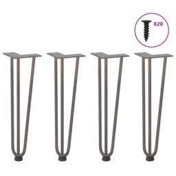 Berkfield Home Hairpin Table Legs 4 pcs Natural Steel 42 cm Solid Steel in Brown - thumbnail 1