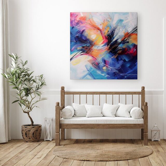 "Warren Reed - Designer Serene Explosion: Calm Amidst Colours Canvas - Size: W30"" x H30""" - image 1