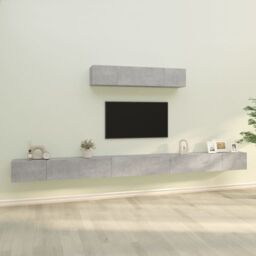 Berkfield Home 4 Piece TV Cabinet Set Concrete Grey Engineered Wood - thumbnail 1