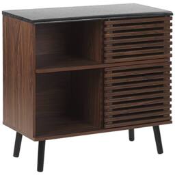 Wyld and Coco Everwood Sideboard Dark Brown 80 x 40 x 80 cm - Rustic Sliding Doors - thumbnail 2