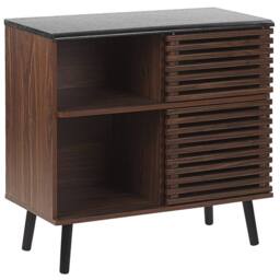 Wyld and Coco Everwood Sideboard Dark Brown 80 x 40 x 80 cm - Rustic Sliding Doors - thumbnail 5