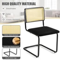 EONLION Set of 2 Rattan Bar Stools Upholstered Counter Height in Black - Size: 100 cm - thumbnail 4