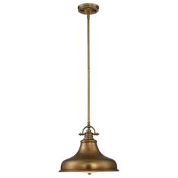 Netlighting Emery 1 Light Dome Ceiling Pendant Weathered brass E27 in Yellow - thumbnail 4