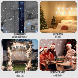 Globrite 104 LED Curtain Fairy Lights 8 Modes Christmas Decoration Snowflakes in Cool White - thumbnail 4