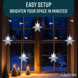 Globrite 104 LED Curtain Fairy Lights 8 Modes Christmas Decoration Snowflakes in Cool White - thumbnail 7