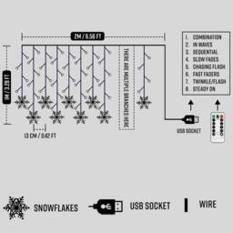 Globrite 104 LED Curtain Fairy Lights 8 Modes Christmas Decoration Snowflakes in Cool White - thumbnail 6