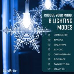 Globrite 104 LED Curtain Fairy Lights 8 Modes Christmas Decoration Snowflakes in Cool White - thumbnail 5